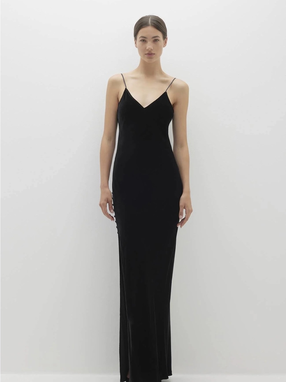 NakedCashmere Black V-Neck Slip Maxi Dress